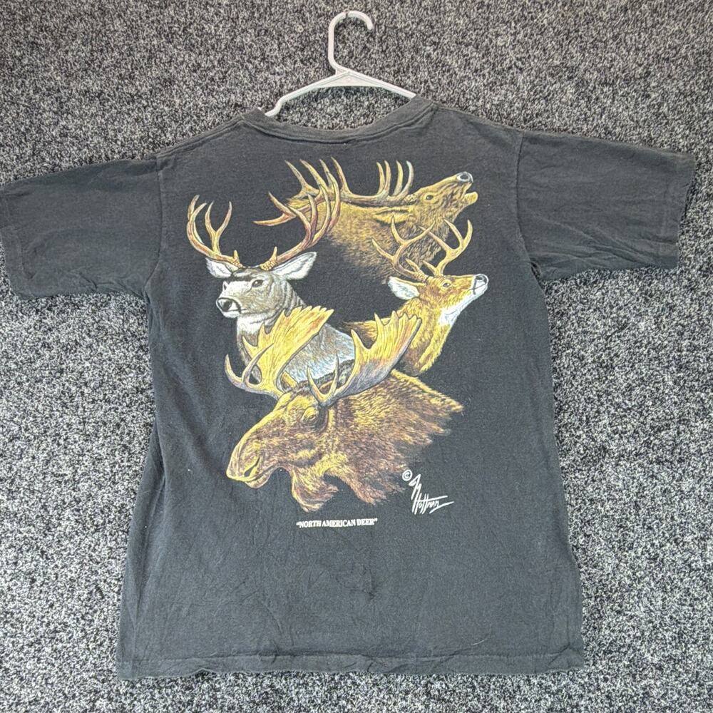 Vintage 90s American Outback Hoffman Deer Moose Elk T Shirt M USA Single Stitch